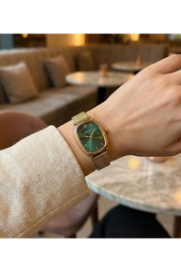Kadın Kol Saati Gold Hasır Kordon Yeşil Kadran 31-35 mm Quartz
