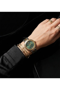 Kadın Kol Saati Yeşil Kadran Çift Renk Çelik Kordon Quartz Saat 31-34 mm