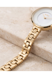 Kadın Saati 28mm Küçük Kasa Beyaz Kadran Gold Çelik Kordon Quartz 3 ATM