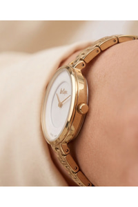 Kadın Saati 28mm Küçük Kasa Beyaz Kadran Gold Çelik Kordon Quartz 3 ATM