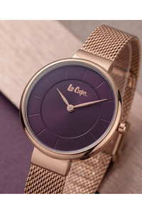 Kadın Saati 34mm Mor Kadran Rose Gold Hasır Çelik Kordon 3 ATM Quartz