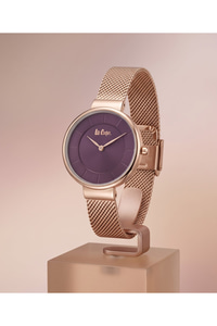 Kadın Saati 34mm Mor Kadran Rose Gold Hasır Çelik Kordon 3 ATM Quartz