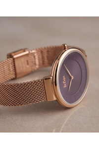 Kadın Saati 34mm Mor Kadran Rose Gold Hasır Çelik Kordon 3 ATM Quartz