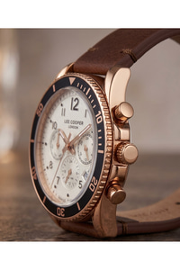 London Erkek Kol Saati 41 mm Bronz Kasa Kahverengi Deri Kordon 5 ATM Multifonksiyon