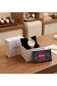 London Kadın Kol Saati 34 mm Gold Renkli Çelik Kordon Taşlı Simli Kadran