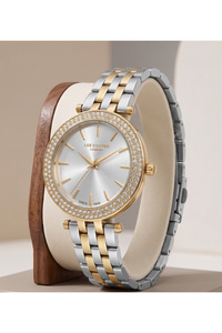 London Kadın Saat 34mm Gold Gümüş Taşlı Metal Kordon Gümüş Kadran