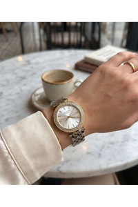 London Kadın Saat 34mm Gold Gümüş Taşlı Metal Kordon Gümüş Kadran