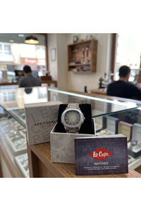 London Unisex Küçük Kasa Saat 30mm Çelik Kordon Gri Desenli Kadran