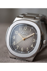 London Unisex Küçük Kasa Saat 30mm Çelik Kordon Gri Desenli Kadran