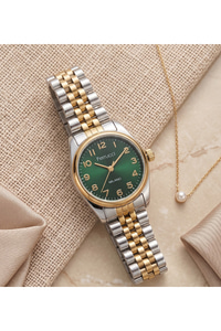 Milano 25 mm Kadın Kol Saati Çok Küçük Kasa Minimal Yeşil Kadran Gold Gümüş