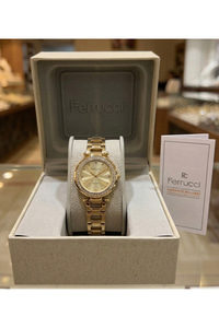 Milano 27 mm Kadın Kol Saati Gold Kadran Gold Çelik Kordon Taşlı Şık