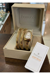 Milano 30 mm Kadın Saat Yılan Saat Beyaz Kadran Gold Esnek Kordon Şık Model