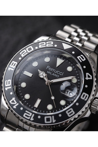 Milano 39 mm Erkek Kol Saati Siyah Kadran Siyah Gri Bezel Fosforlu Takvimli