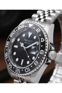 Milano 39 mm Erkek Kol Saati Siyah Kadran Siyah Gri Bezel Fosforlu Takvimli