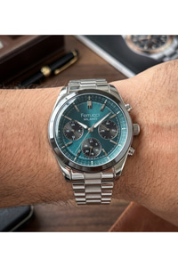 Milano 39mm Erkek Kol Saati Gümüş Rengi Çelik Kordon Turkuaz Kadran Çok Fonksiyonlu Erkek Saat