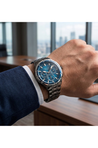 Milano 42mm Antrasit & Mavi Çok Fonksiyonlu Erkek Kol Saati 3 ATM Çelik Kordon
