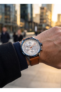 Milano 44mm Kahverengi Deri Kordon Erkek Kol Saati 3 ATM Takvimli Sportif Model