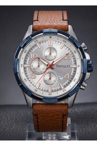Milano 44mm Kahverengi Deri Kordon Erkek Kol Saati 3 ATM Takvimli Sportif Model