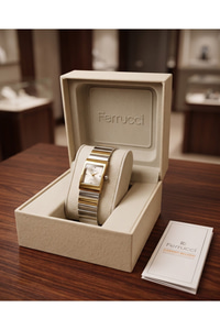 Milano Kadın Kol Saati 22mm Gold Gümüş Çift Renk Vintage Dikdörtgen Kasa Bileklik Saat Taş Detaylı Şık Kadın Saati
