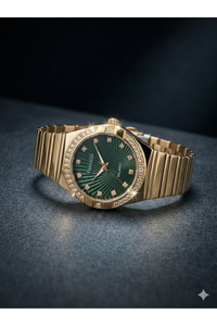 Milano Kadın Kol Saati 28 mm Çelik Gold Yeşil Kadran Taşlı
