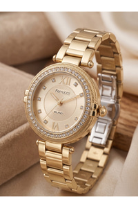 Milano Kadın Kol Saati 30 mm Küçük Kasa Altın Rengi Taşlı Bezel Metal Kordon