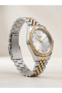 Milano Kadın Kol Saati 34 mm Gümüş Gold Renkli Taş Detaylı Metal Kordonlu Saat