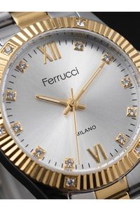 Milano Kadın Kol Saati 34 mm Gümüş Gold Renkli Taş Detaylı Metal Kordonlu Saat
