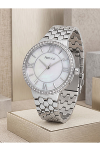 Milano Kadın Saati 36 mm Gümüş Renk Taşlı Bezel Silver Kadran Metal Kordon