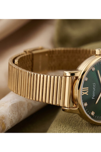 Milano Yeni Sezon Kadın Saat 36mm Gold Çelik Kordon Yeşil Taşlı Kadran Quartz