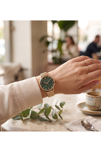 Milano Yeni Sezon Kadın Saat 36mm Gold Çelik Kordon Yeşil Taşlı Kadran Quartz