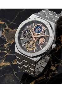 Otomatik Erkek Kol Saati 44 mm Çelik Kordon Skeleton Mekanizma Şeffaf Arka Kapak