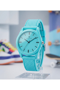 San Diego 39mm Unisex Turkuaz Silikon Kordon Saat – Teenage Stil Spor Casual Aqua Mavi Kol Saati