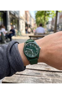 San Diego 39mm Unisex Yeşil Silikon Kordon Spor Saat – Koyu Yeşil Casual Genç Stil Kol Saati