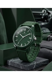 San Diego 39mm Unisex Yeşil Silikon Kordon Spor Saat – Koyu Yeşil Casual Genç Stil Kol Saati