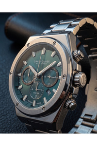 San Diego 44 mm Erkek Kol Saati Gümüş Rengi Çelik Kordon Yeşil Kadran Multifunction Erkek Saati