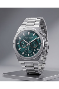 San Diego 44 mm Erkek Kol Saati Gümüş Rengi Çelik Kordon Yeşil Kadran Multifunction Erkek Saati