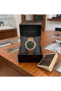 San Diego Human Made Kadın Kol Saati 34 mm Yeşil Kadran Gold Taşlı Bezel