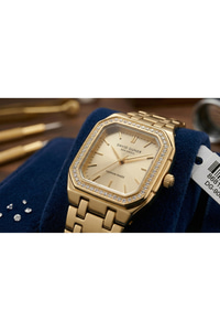 San Diego Kadın Kol Saati 24 mm Gold Çelik Kordon Taşlı Kadran Şık