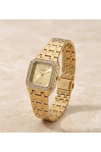 San Diego Kadın Kol Saati 24 mm Gold Çelik Kordon Taşlı Kadran Şık