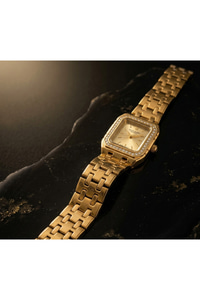 San Diego Kadın Kol Saati 24 mm Gold Çelik Kordon Taşlı Kadran Şık