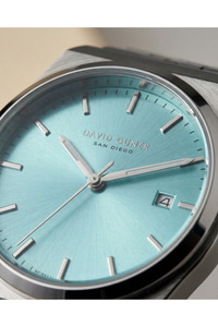 Unisex Kol Saati 37 mm Gümüş Kaplama Mavi Kadran Takvimli Çelik Saat