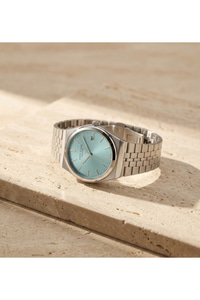 Unisex Kol Saati 37 mm Gümüş Kaplama Mavi Kadran Takvimli Çelik Saat