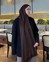 Acı Kahve Imannoor Ester Desen Pamuk Jakar Şal
