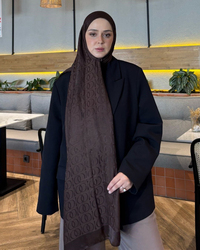 Acı Kahve Imannoor Ester Desen Pamuk Jakar Şal