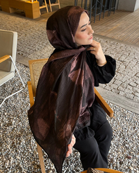 Acı Kahve Karan Desenli Müslin Şal