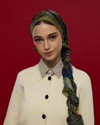Altın & Lacivert Sultani Desen Şal