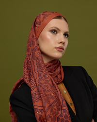 Amber & Patlıcan Bala Hatun Desen Işıltılı Şal