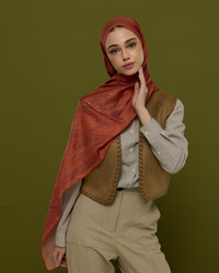 Amber & Patlıcan Hürrem Desen Işıltılı Şal