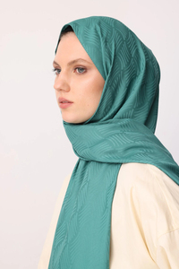 Aura Desen İpeksi Jakar Şal - Mint Yeşili