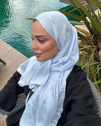 Bebe Mavi Imannoor Monogram Zincir Desen Pamuk Jakar Şal